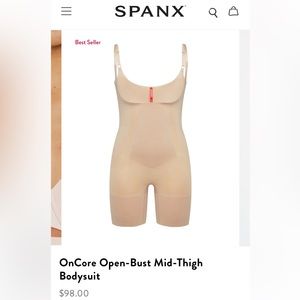 Spanx, open bust, mid-thigh bodysuit, nude, NEVER WORN